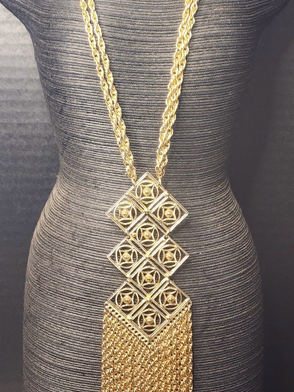 Gold Geometric Tassel Pendant Necklace - Women Jewelry